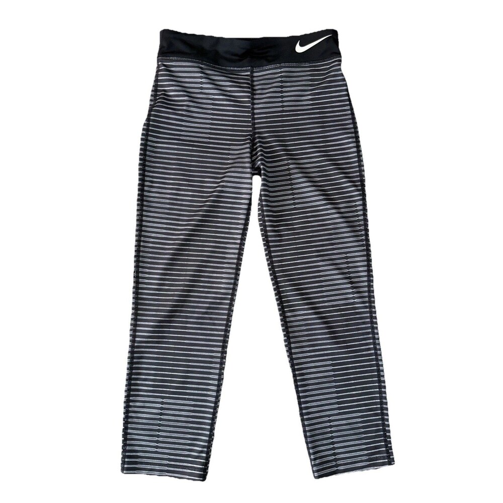 Nike Youth Girls Black/White Striped Dri-Fit Leggings Size XL